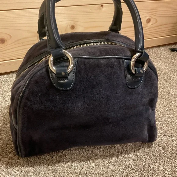 Y2K Juicy Couture Navy Bowling Bag Velour Handbag, COA, EUC - Picture 6 of 13